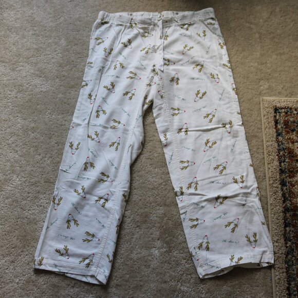J. Crew Factory White Pajama Pants with Reindeer Print - Picture 1 of 5